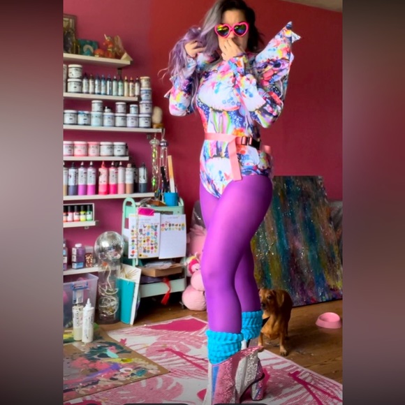 Coquetry Clothing custom made Spiked Mega Sharp Shoulder Romper Dreamscape Print - Picture 1 of 12